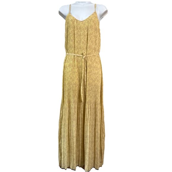OLD NAVY Womens Medium Lined Yellow/Taupe Sleeveless Floral Maxi Dress beach - Picture 1 of 8